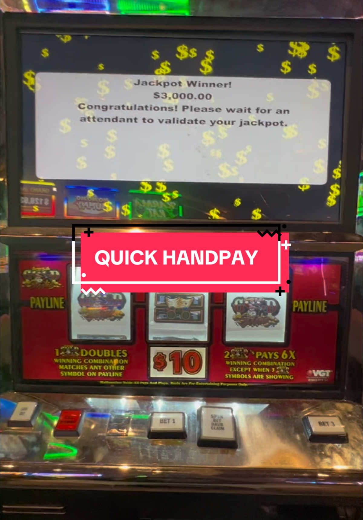 So lucky walked up to my first machine and won $3k with a couple of followers watching me win a #jackpot at Choctaw Casinos & Resorts! Shout out to Lisa, Angela and Sergio! #handpay #highlimitslots #casino #gambling #fyp #fy 