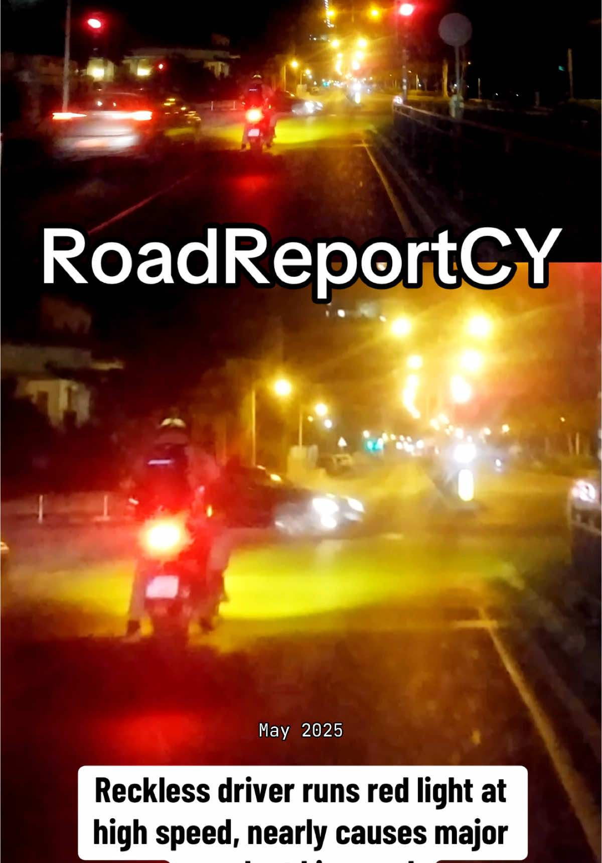 Reckless driver runs red light at high speed, nearly causes major crash at Limassol #roadreportcy 