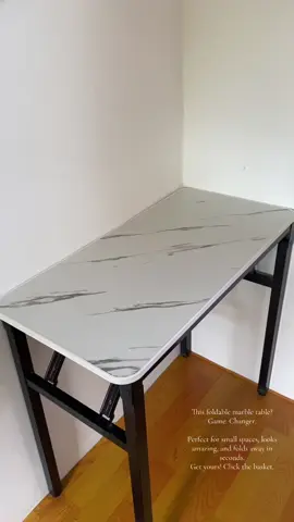 This foldable marble table design? Game. Changer! Perfect for small spaces, looks amazing, and folds away in seconds. Get yours! Link the basket. Marami pang pwedeng pagpilian na design ☺️ #simplyjanez #highlight #fyp #table #spacesaver 