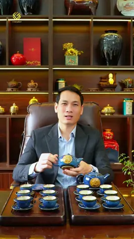 Xả hàng bộ ấm chén men hoat biến khắc rồng xanh NN Trịnh Yên! #gomsuluxury #gomsubattrang #tiktok 