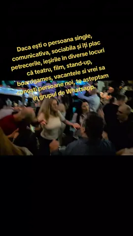 Daca ești o persoana single, comunicativa, sociabila și îți plac petrecerile, ieşirile în diverse locuri că teatru, film, stand-up, boardgames, vacantele si vrei sa cunoști persoane noi, te asteptam in grupul de Whatsapp.#single #singleromania #grupwhatsapp  #socializare #intalniri #prieteniinoi #evenimente #iesiri #distractie #comunitate #petreceri #teatru #film #standupcomedy #standupro #boardgames #vacante #calatorii #cautprieteni #viatasingle #nuaisingur #haiingrup #conexiuni   