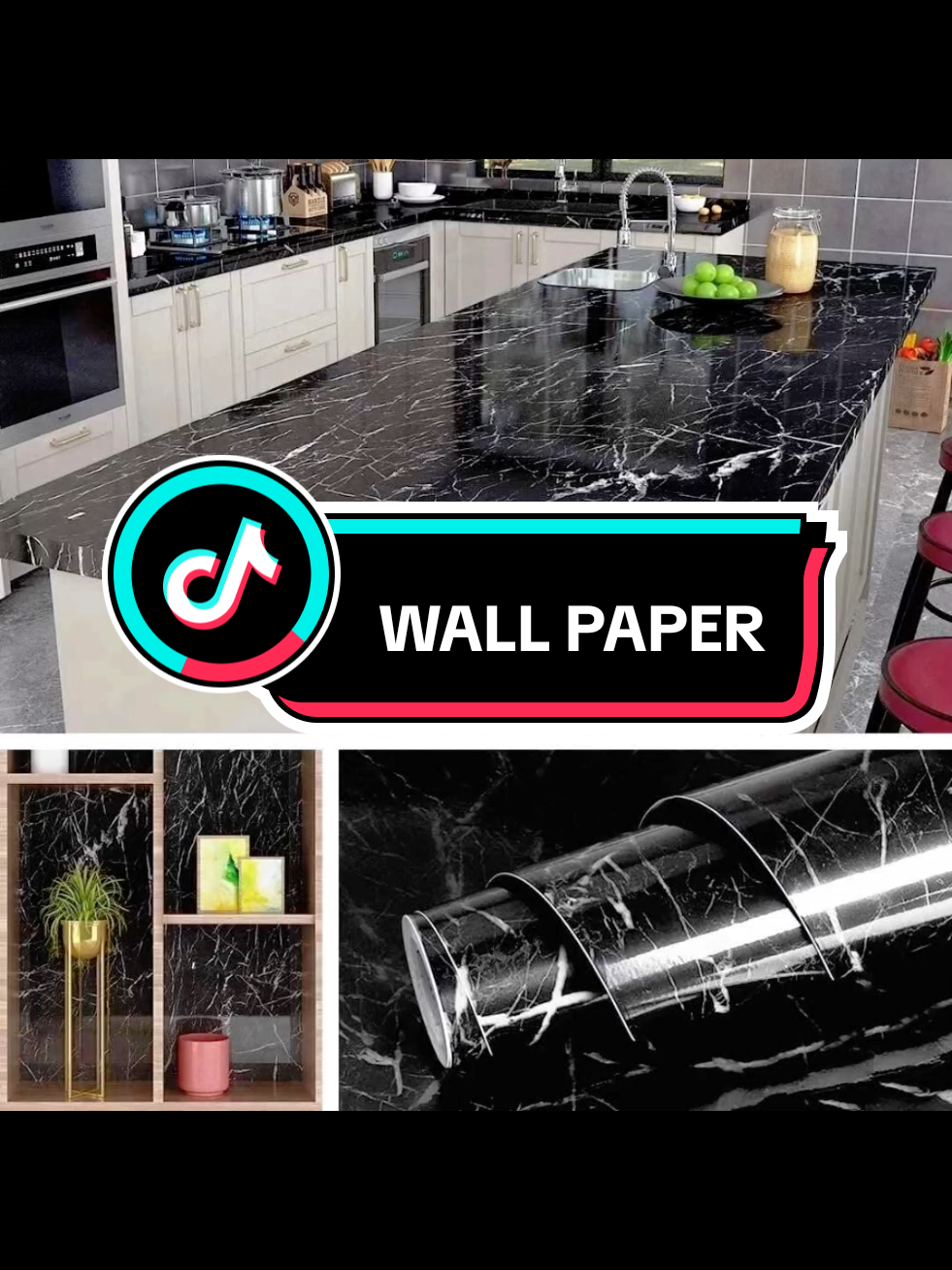 Oil Proof Marble Wall Paper Self Adhesive Kitchen Sticker PVC Waterproof Removable Kitchen Wallpaper #wallpaper , #homedecor, #flooring, #interiordesign, #homeimprovement