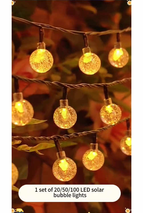 I found the cutest solar bubble lights! 20/50/100 LED options, crystal balls, smart sensing. Perfect for gardens, weddings, festivals. Solar-powered, easy to install. Add instant charm! #SolarLights #GardenMagic #FestiveVibes