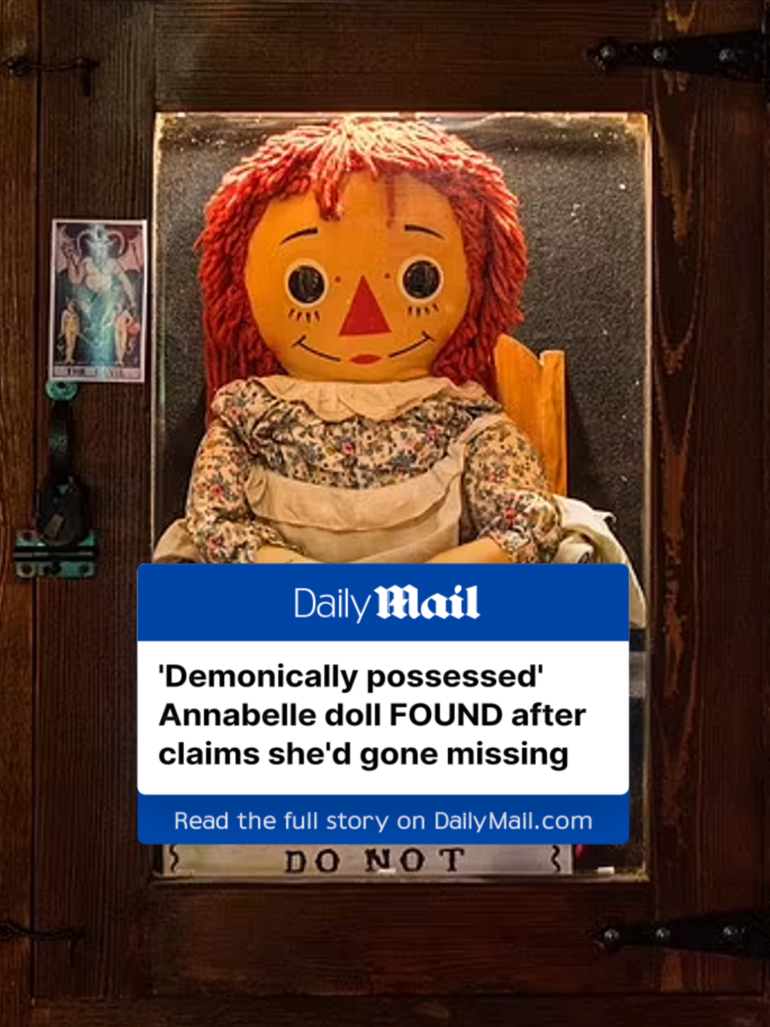 The location of the infamous 'haunted' Annabelle doll has been revealed following CRAZY rumors about its whereabouts.  In recent days, social media was flooded with claims that the 'demonically possessed' Raggedy Ann doll had gone missing, causing horror fans to become concerned.  The Raggedy Anne Doll's story dates back to the 1970s when it was apparently given as a gift to nurse in Connecticut before it began exhibiting disturbing behavior. Click the link above to find out where she was found ⬆️ #annabelle #doll #paranormal #demon #missing #possessed