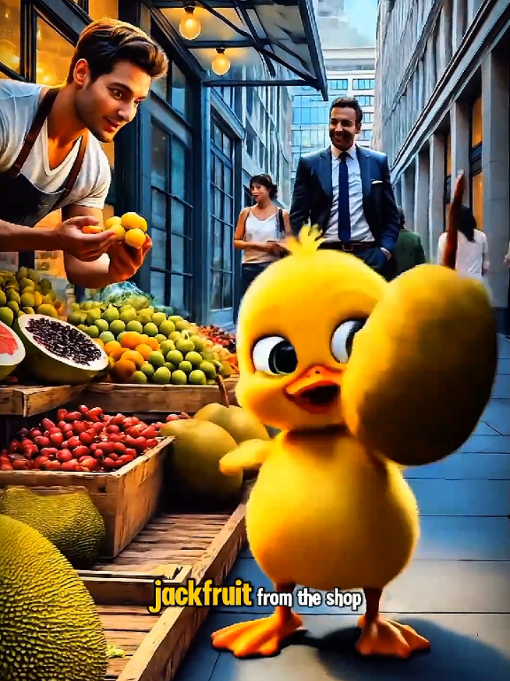 Little Duck’s Brought Jackfruit From Shop🐥🍈 #ai #cute #funnyduck #FunnyAnimals #foryoupage 