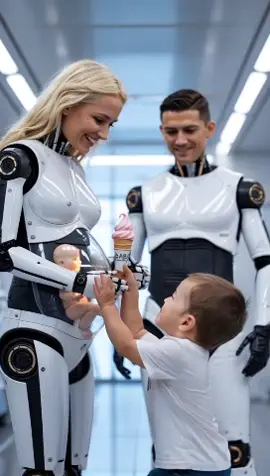 Baby boy wants robot woman to have a taste of the ice cream -#robot #robots #robotchallenge #babyboy #icecream #lovers #Relationship #mama #familybonding 