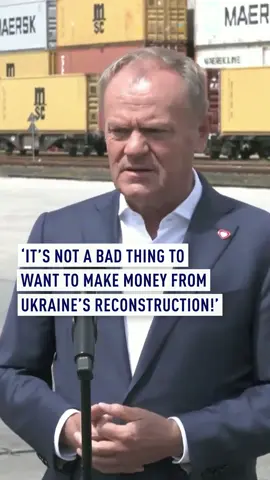 ‘‘When we talk about rebuilding Ukraine, we are not only talking about the need to help Ukrainians after the war, but we are talking about the interest for Poland.’ Poland’s Prime Minister, Donald Tusk, has said that it’s ‘not a bad thing’ to admit that ‘we want to make big money for Poland to rebuild Ukraine'. Tusk comments were made at the Euroterminal Slawkow in the Silesian province. #ukraine #poland #russia #russiaukraine #tusk