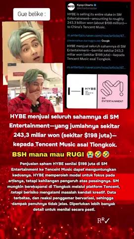 BSH pilihanmu gak salah 😭🤣🤣 emang gak begitu menguntungkan memelihara orang yang suka manipulasi didalamnya. 🤧👀 HYBE menjual seluruh sahamnya di SM Entertainment—yang jumlahnya sekitar 243,3 miliar won (sekitar $198 juta)—kepada Tencent Music asal Tiongkok.Penjualan saham HYBE senilai $198 juta di SM Entertainment ke Tencent Music dapat menguntungkan keduanya. HYBE memperoleh modal untuk fokus pada artisnya, tetapi kehilangan pengaruh atas pesaingnya. SM mungkin berekspansi di Tiongkok melalui platform Tencent, tetapi berisiko mengalami masalah kendali kreatif. Data terbatas, dan reaksi penggemar bervariasi, sehingga dampak penuhnya tidak jelas. Diperlukan lebih banyak detail untuk menilai secara pasti. #hybe #bangshinhyuk #btsarmy #bts #information #fyi #taugaksih 