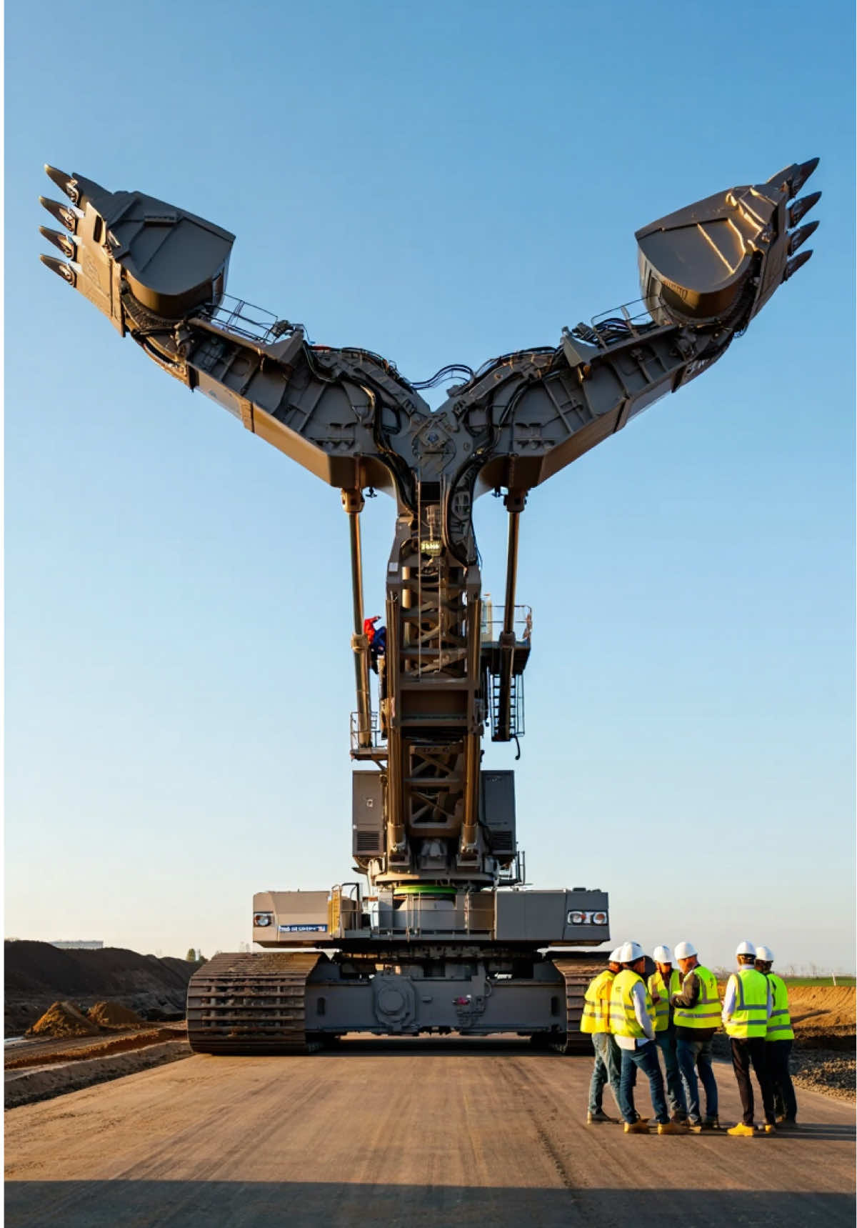 It raised its arms like a robot eagle... 🦾🦅 The engineers froze... it spread its arms like it was alive! 😳 This is not CGI — it's a real machine! 🔥🦾 Imagine this thing charging at you 😨 #megamachine #heavyequipment #roboticarms #giantexcavator #realfootage #engineeringmarvel #machinepower #epicmoment #tiktokviral #aiwowai #monstertech #constructionlife #excavator