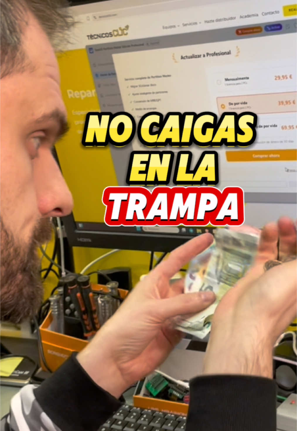 Habrás tenido la mala experiencia de descargarte un programa supuestamente gratuito para poder borrar, redimensionar o clonar tu memoria de almacenamiento y cuando todo parece que va bien…. ¡Hay que pagar! 🤑 A partir de hoy… lo harás con nuestro programa favorito para Windows 😜 para esto y mucho más!! Y para más únete a @tecnicosclic, la familia rompedora de barreras!! Solicita tu reparación en: tecnicosclic.com 📦 Recogida y Entrega Gratuita ✅ 1 año de garantía 💵 No pagas nada hasta que tu equipo esté totalmente reparado 🧑🏼💻Atención al cliente cercana 🤝🏻Tarifa especial para distribuidores ❌ Sino se repara no pagas nada, 0€ 💶 . . #hdd #ssd #clonacion #programa #errores #windows