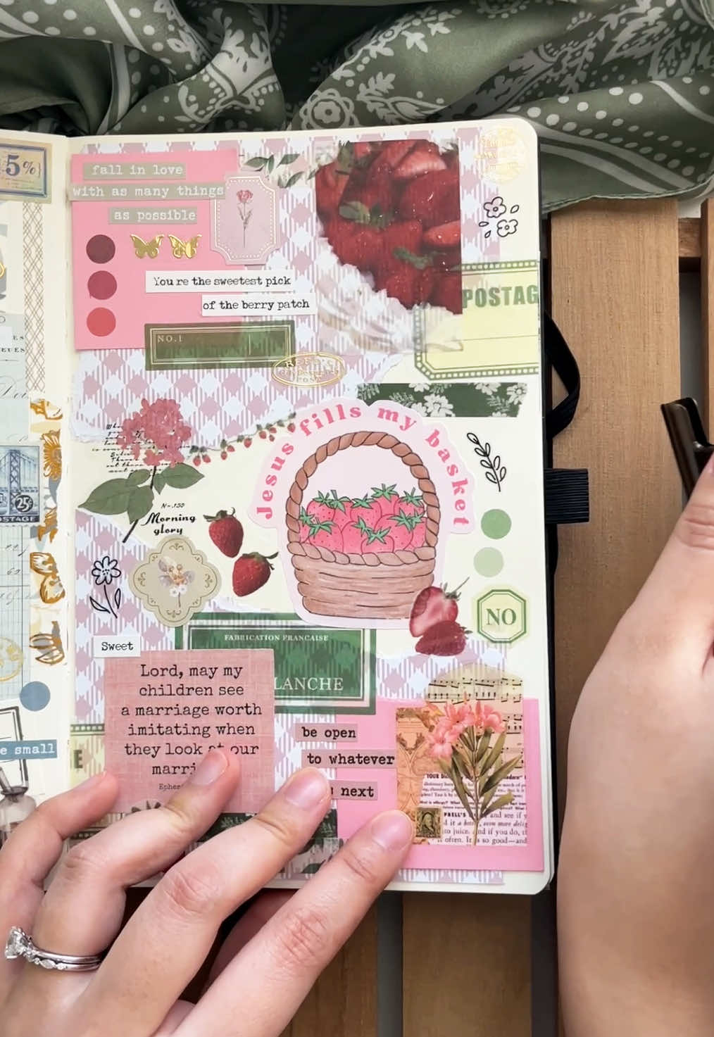 ASMR | strawberry theme 🍰🍓 #asmr #asmrsounds #scrapbook #scrapbookasmr #asmrvideo #fyp #journal #satisfying 