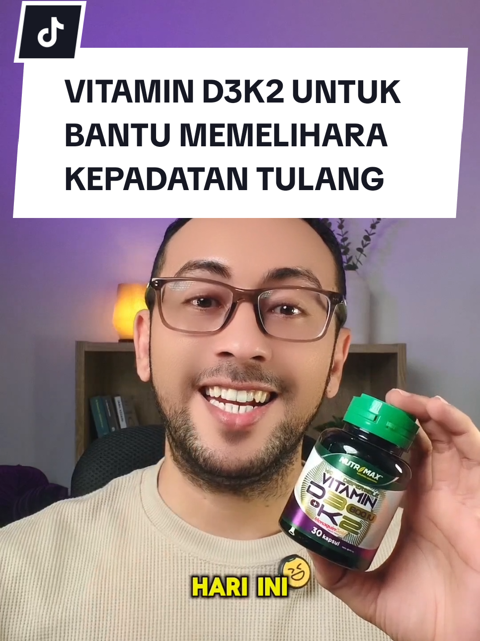 Nutrimax Vitamin D3K2 800IU cocok dikonsumsi untuk remaja, dewasa dan lansia untuk membantu memelihara kepadatan tulang. #vitamind3k2 #nutrimax #cuantanpabatas 