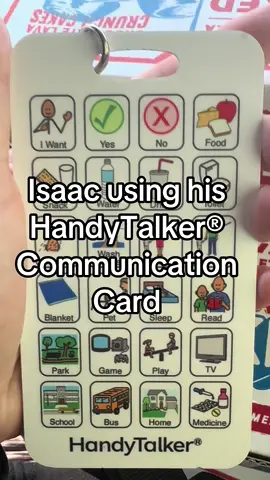 Isaac using his HandyTalker®  Communication Card #communication #talker #supportloveautism #isaacautisticjourney #nonverbalautism #level3 #profound #autism #nonverbal #isaacjourney #fyp #foryoupage #foryou 