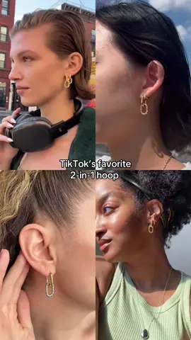 Your summertime stack staple. Ft. a removable hoop for max versatility and styling potential. #doublehoops #jewelryhack 
