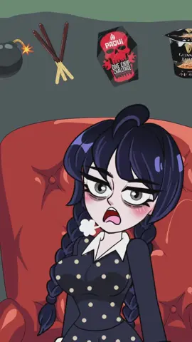Wednesday Addams Emoji Random Black Food MUKBANG  @MOOMOOSTUDIO #shorts #funny