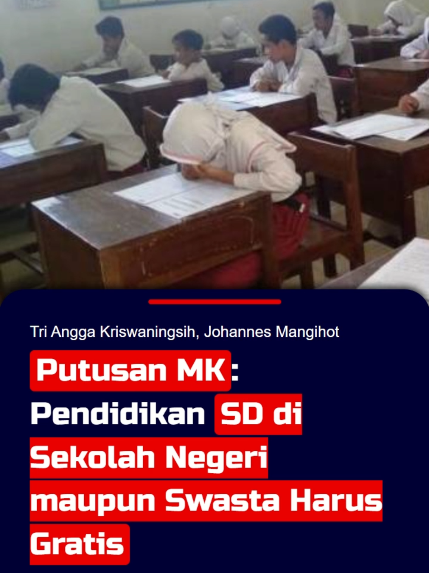 Putusan MK: Pendidikan SD di Sekolah Negeri maupun Swasta Harus Gratis Mahkamah Konstitusi (MK) mengabulkan sebagian permohonan gugatan uji materi Pasal 34 ayat (2) Undang-Undang Nomor 2003 tentang Sistem Pendidikan Nasional (UU Sisdiknas). Dalam Amar Putusan Nomor 3/PUU-XXII/2024, MK menegaskan pemerintah dan pemerintah daerah harus menjamin terselenggaranya wajib belajar, minimal pada jenjang pendidikan dasar tanpa memungut biaya. Baik untuk satuan pendidikan dasar (SD) yang diselenggarakan pemerintah maupun satuan pendidikan dasar yang diselenggarakan oleh masyarakat atau swasata. Putusan ini dibacakan Ketua MK Suhartoyo yang didampingi hakim konstitusi lainnya, Selasa (27/5/2025). Sahabat KompasTV juga bisa memperoleh informasi terkini melalui website www.kompas.tv. #putusanmk #mahkamahkonstitusi #pendidikangratis #pendidikan #sekolahdasarnegeri #sekolahdasar #sekolahswasta