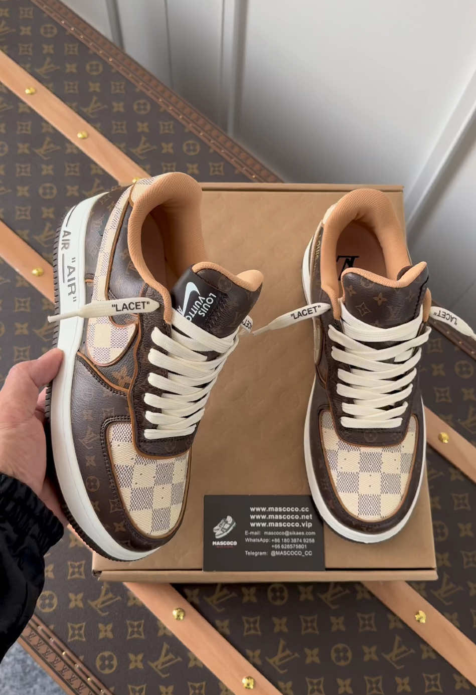 Lv X Nike Air Force Sneaker 🤎 #viral #fyp #luxuryshoes #sneakers #explore #designer #blowthisup #trending #explorepage #mensfashion #fashion #fashiontiktok #tiktokviral #xyzbca #parati #nike #nikeairforce1 