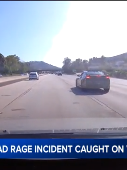 A frightening road rage incident was caught on dash camera video in California on Sunday. The victim, who only wanted to be identified as Nick, said he was driving northbound on the 101 Freeway in Agoura Hills around 5 p.m. when he noticed the driver of a 2018 Chevy Camaro tailgating someone in the fast lane. A few moments later, Nick said that same driver cut him off and slammed on the brakes.