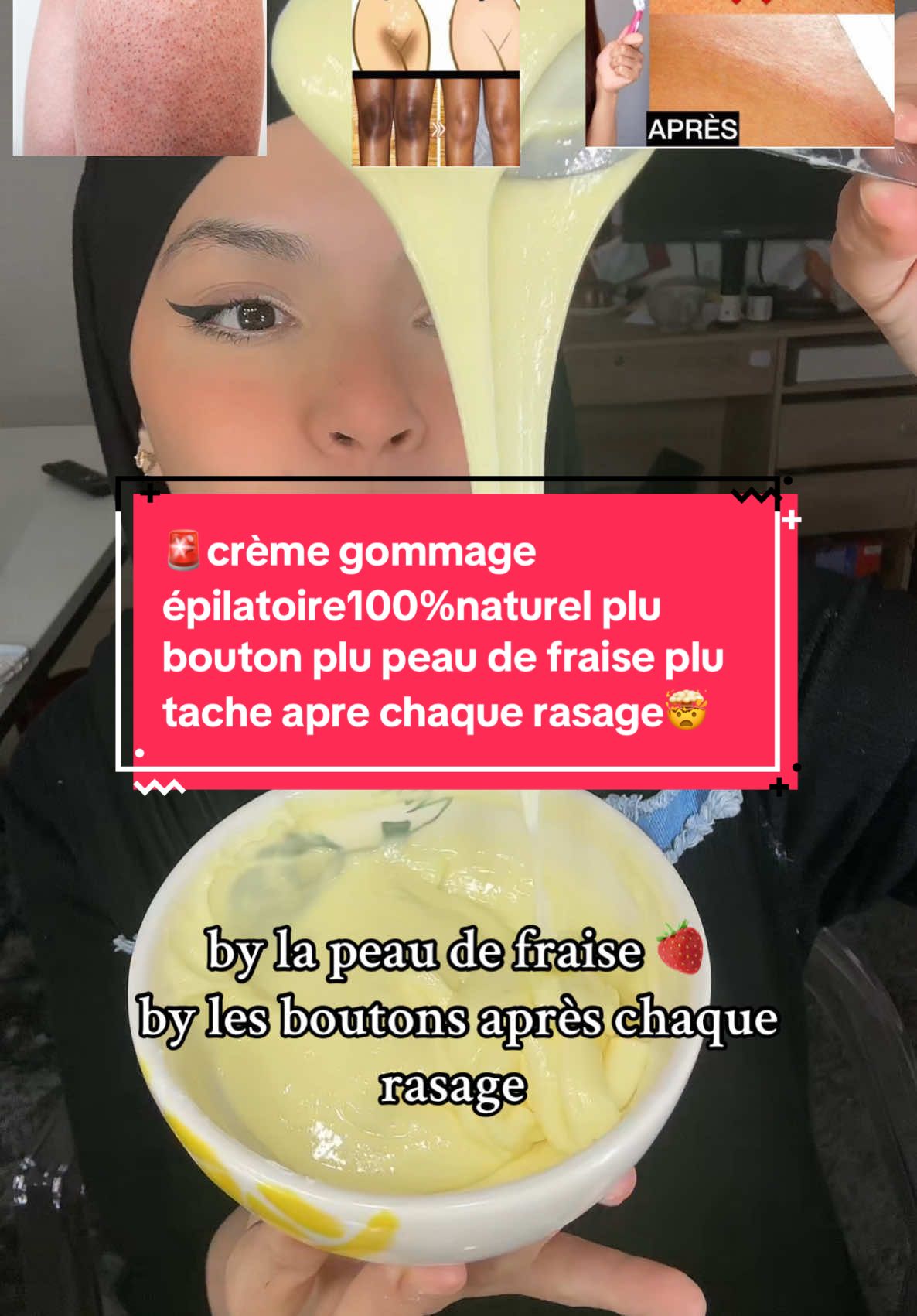 🚨crème gommage épilatoire100%naturel plu bouton plu peau de fraise plu tache apre chaque rasage🤯 . . . #gommagecorps #cremeepilatoire #peaudefraise #tachebrunes #hygienneintime #boutonapresrassage #eclaircissant #epilation #zoneintimeféminine @Douha laribii @Huda Beauty @Chahinez Caroline Florstad  @Garder le sourire🇹🇳🇫🇷🕊️  @Garder le sourire🇹🇳🇫🇷🕊️  @Garder le sourire🇹🇳🇫🇷🕊️ 