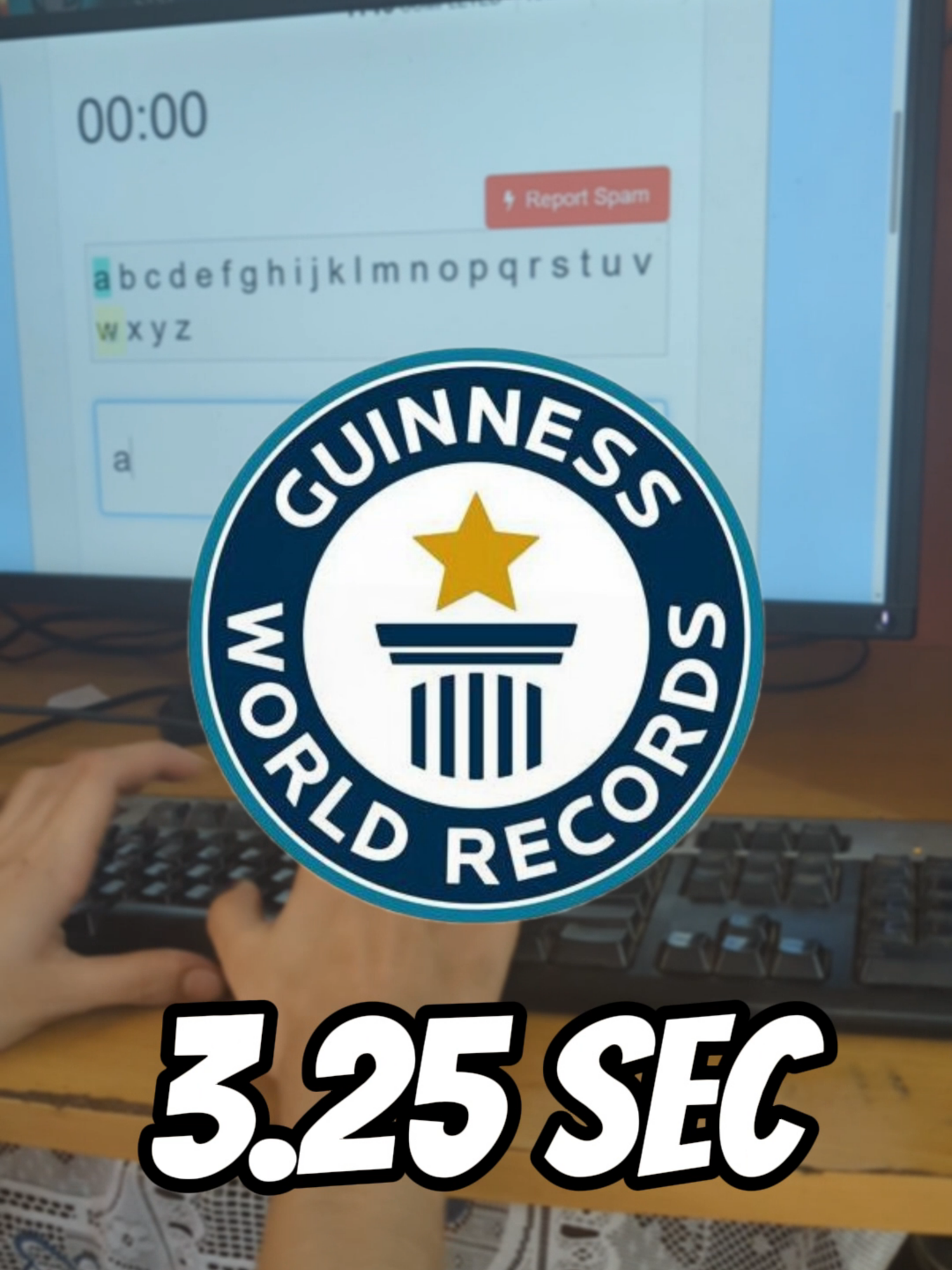 FASTEST TIME TO TYPE THE ALPHABET! #fyp #typingchallenge #speedtyping #guinnessworldrecord