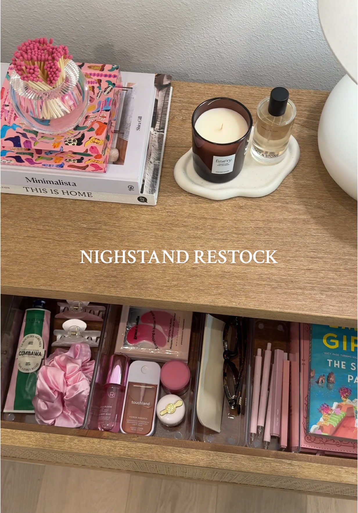 new nightstand all stocked up! 🎀💗🍓🕯️🧚‍♀️  #restock #asmr #restockasmr #organizedhome #organization #asmrsounds #satisfyingvideo #Home #organized 