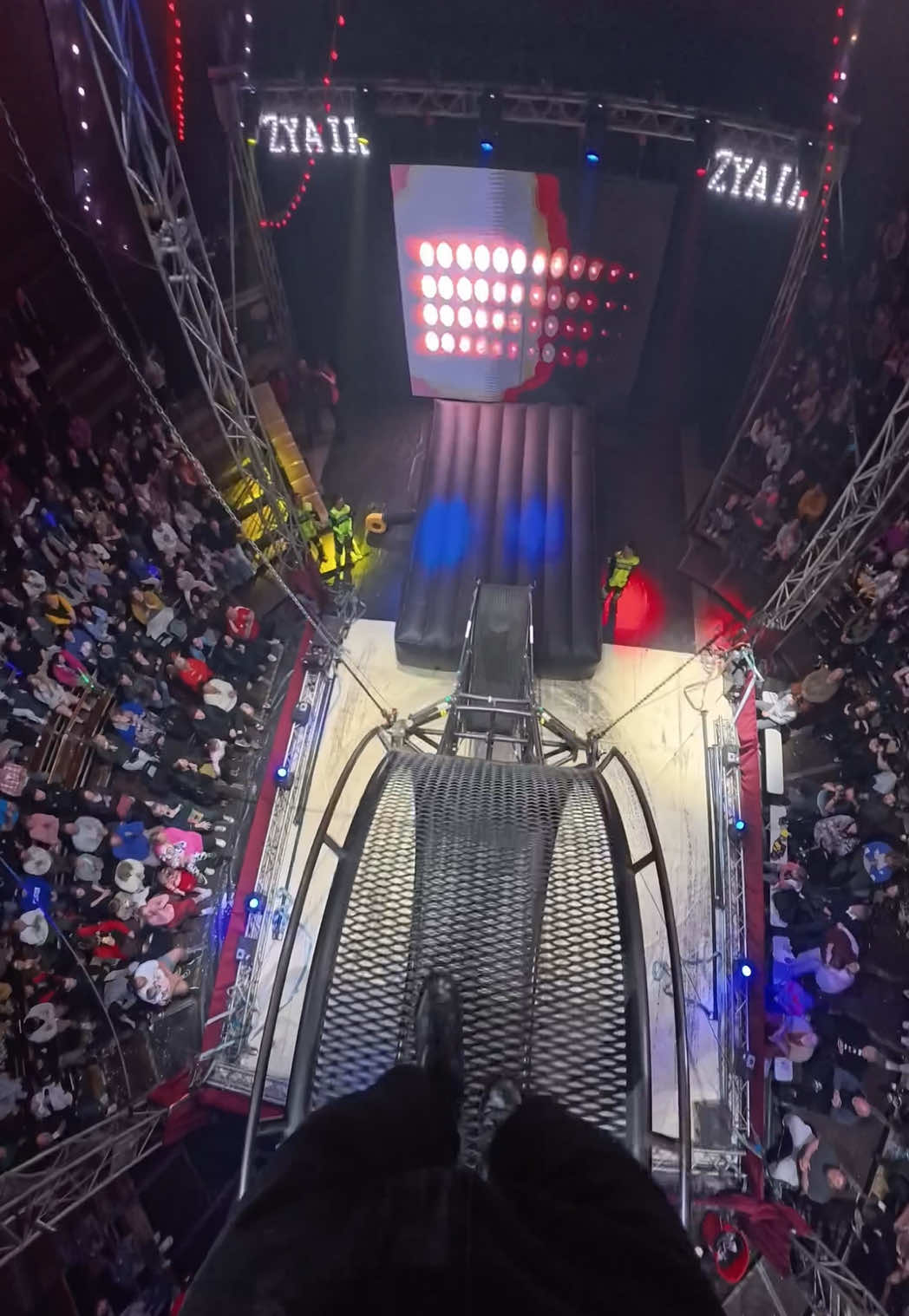Front flip POV on the wheel of death 🔥 📸 Shot on the @insta360_official ACE PRO 2  #fyp #foryou #circuszyair #circus #circuslife #practice #showtime #wheelofdeath #acrobatics 
