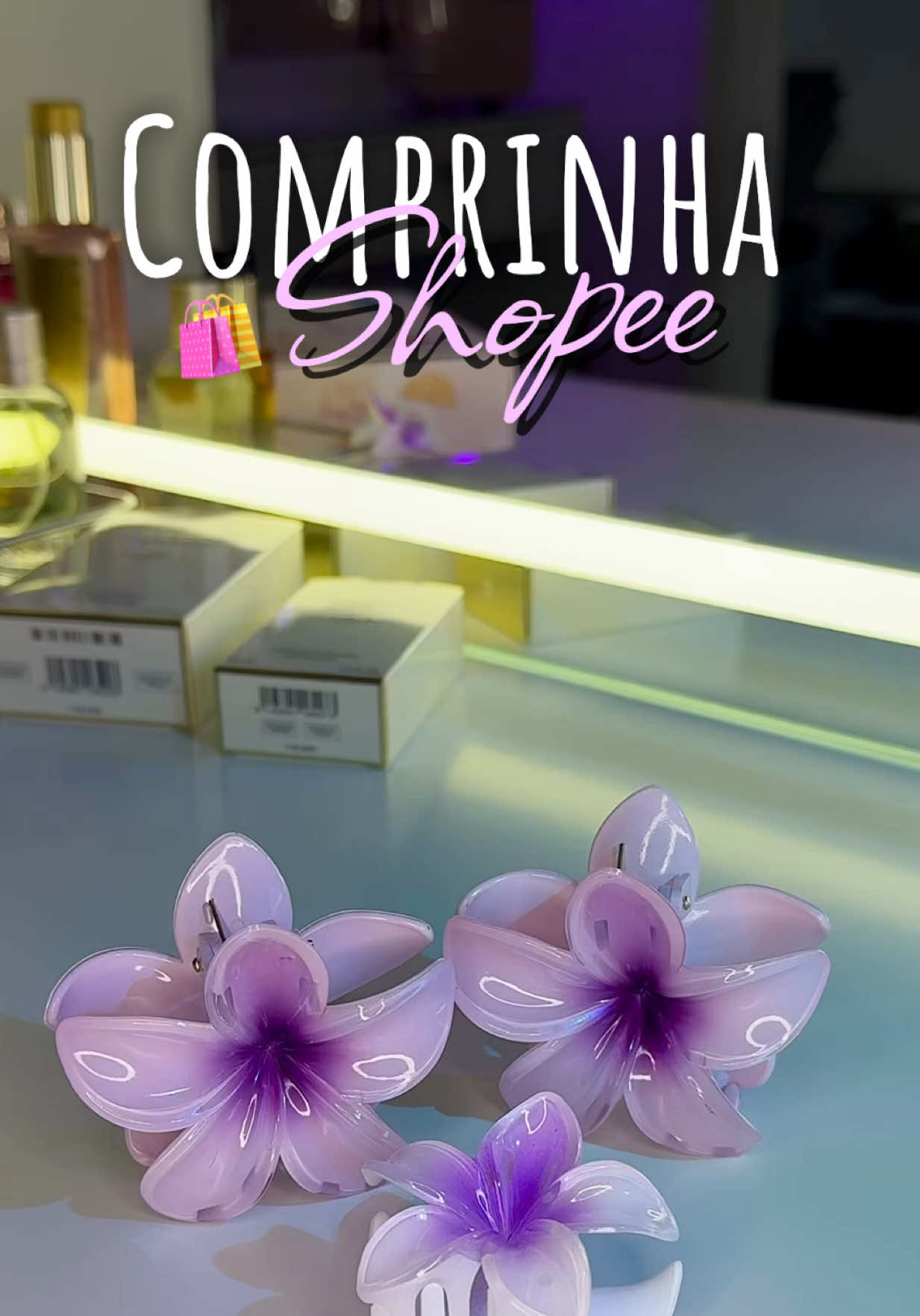 Comprei presilhas de cabelo na @Shopee Brasil 💜🛍️ #flowerclip #hairclip #flowercliphairstyle #presilhasdecabelo #shopee #comprinhasshopee 