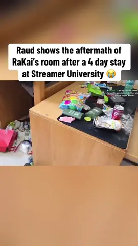 Raud shows the aftermath of RaKai’s room after a 4 day stay at Streamer University 😭 #streameruniversity #raud #rakai 