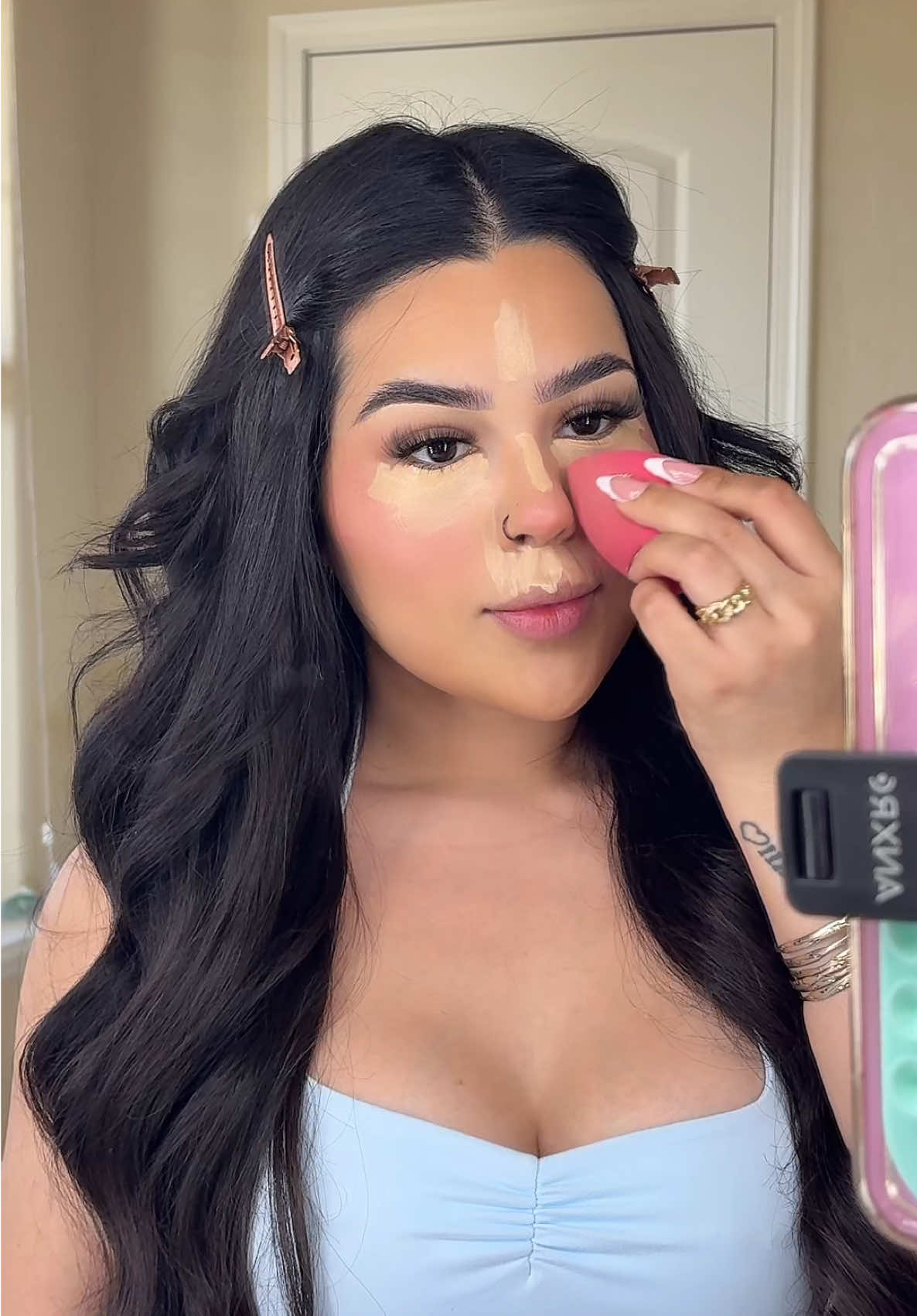 Full glam bbes 🩵  #fyp #fypシ #makeup #maquillaje #makeuptutorial 