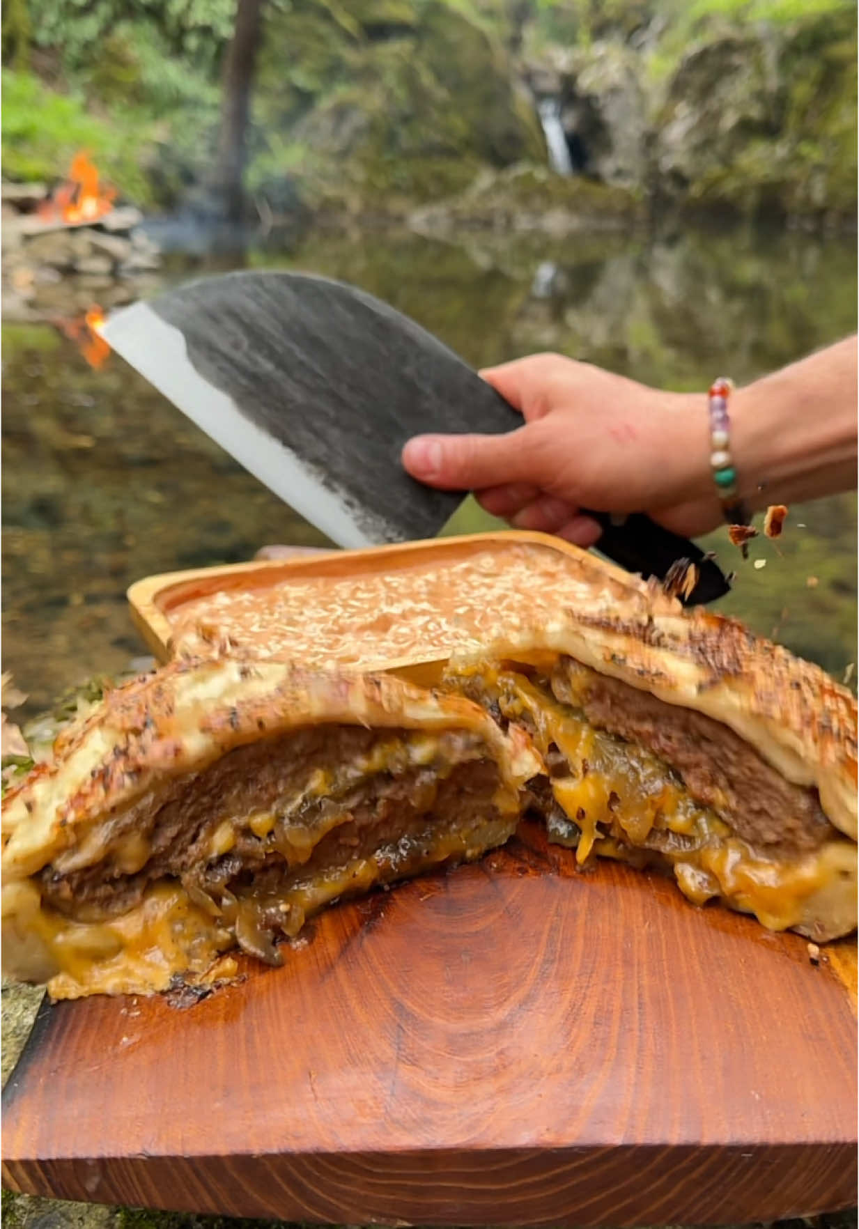 Wrapped Burger with Puff Pastry 😍🔥 #burger #outdoorcooking #asmrcooking #hamburger #Recipe 