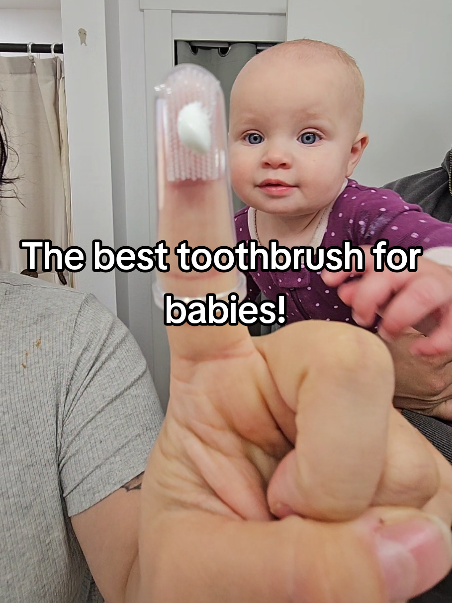 We love these toothbrushes so much! Our daughters little teeth are so small that it is hard to find them with a normal toothbrush because we can't always see into her little mouth. But with this toothbrush you can feel her teeth with your finger and are easily able to brush them!!! We've been using them for 3 weeks and will not be going back to the normal toothbrushes anytime soon!! Also, she loves getting her teeth brushed because she is teething and it feels good on her gums!  #baby #babyteeth #babytoothbrush #fingertoothbrush #teethingbaby #teethingbabyhack #teething #babygirl 