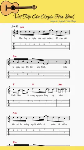 Viết Tiếp Câu Chuyện Hòa Bình - guitar tab đơn giản #guitartab #guitartabs