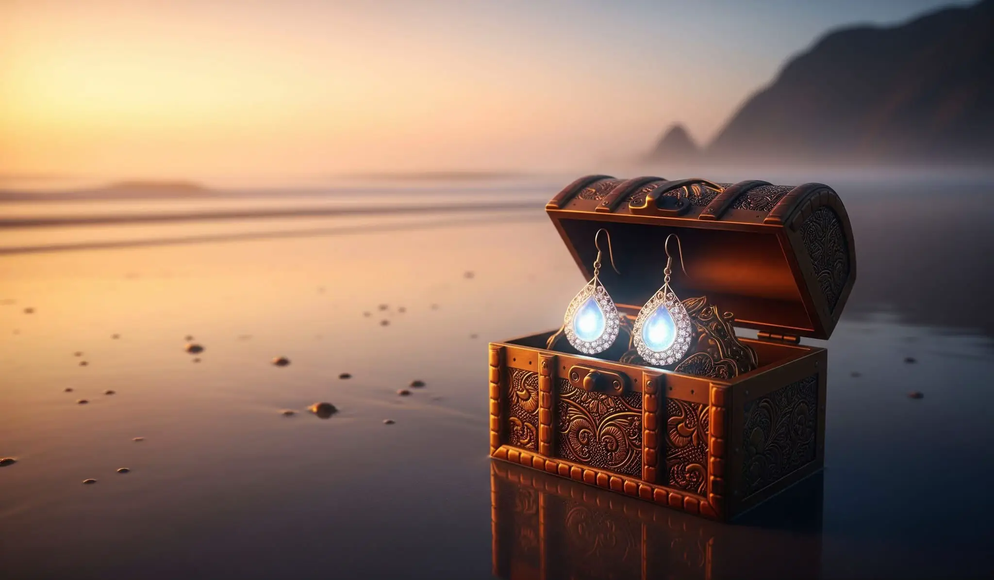 LOS ARETES QUE LE FALTAN A LA LUNA En la bruma matinal junto al mar sereno, hallé dos luceros de un brillo singular, eran de la luna, tesoro moreno, que guardo anhelante para tu mirar. Agradezco al cosmos tan bello privilegio, pues vates insignes no los vieron brillar, yo los he guardado con sacro sortilegio, son mi gran fortuna y te los quiero dar. Escondidos yacen en un cofre de ensueño, más bellos que perlas de un lejano lugar, los aretes pálidos del astro pequeño, para que en tu cuello puedan al fin estar. Aquellos pendientes que el cielo extrañaba, los guardo celoso cual tesoro sin par, la joya que en sueños la luna buscaba, serán en tus manos mi eterno cantar.