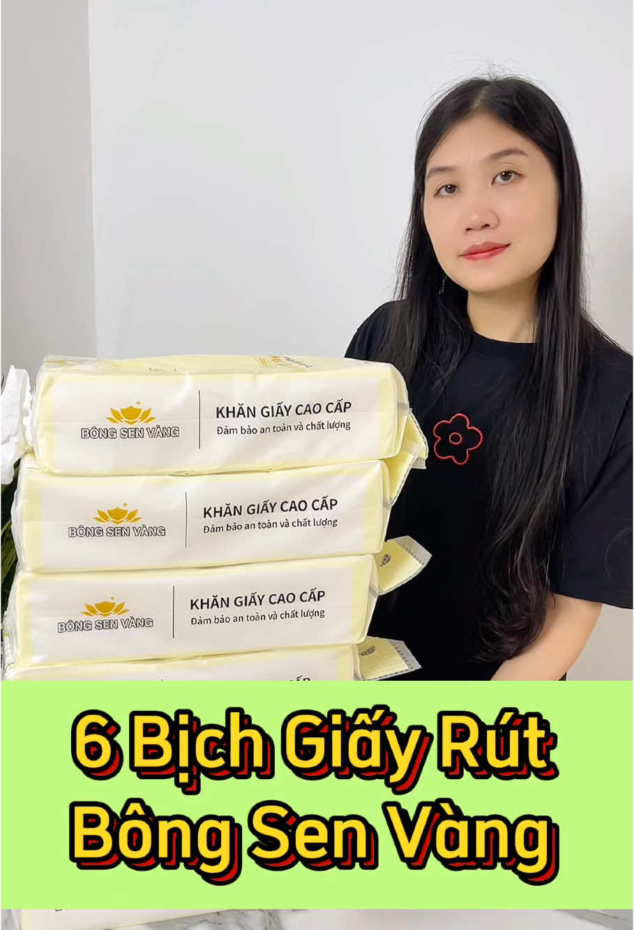 Thùng 6 bịch Khăn Giấy Rút Bông Sen Vàng Dày Dặn, Giấy Bản To  #tienich #xuhuong #giayrut #giayruttreotuong #dodungnhabep 