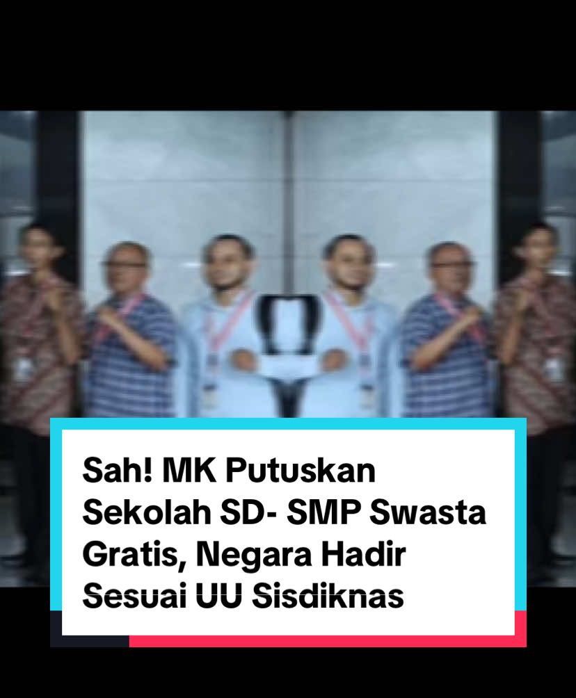 Mahkamah Konstitusi (MK) mengabulkan untuk sebagian permohonan uji materiil Pasal 34 ayat (2) Undang-Undang Nomor 20 Tahun 2003 tentang Sistem Pendidikan Nasional (UU Sisdiknas)—khususnya terkait frasa “wajib belajar minimal pada jenjang pendidikan dasar tanpa memungut biaya”.  Dalam Amar Putusan Nomor 3/PUU-XXII/2024, Mahkamah menegaskan bahwa Pemerintah dan Pemerintah Daerah harus menjamin terselenggaranya wajib belajar minimal pada jenjang pendidikan dasar tanpa memungut biaya—baik untuk satuan pendidikan dasar yang diselenggarakan oleh pemerintah maupun satuan pendidikan dasar yang diselenggarakan oleh masyarakat dan Swasta. Informasi selengkapnya kunjungi website amirariau.com #pekanbaru #pekanbaru_riau #beritatiktok #beritaviral #beritapekanbaru 