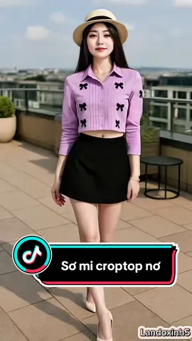 Sơ mi croptop nơ nhí, đủ màu xinh xắn, lịch sự, sang chảnh #aosomi #aosominu #aosomicroptop #setquanao #landoxinh5 