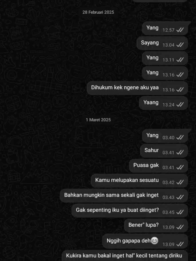 salahku, aku terlalu memaksakan sesuatu yang seharusnya sudah selesai. Tapi tak apa. kata orang, seumur hidup cukup sekali kamu perlu mengemis terhadap seseorang yang kamu anggap terbaik dari yang baik. setidaknya kamu  tekah melakukan apq yang menurutmu baik. terlepas dia  memilih lepas atau kembali, biar semesta yang memberi jawabannya #storygalau #foryoupage #gamon #sadvibes #fypシ゚ #sadstory🥀 #lifeafterbreakup #putus 