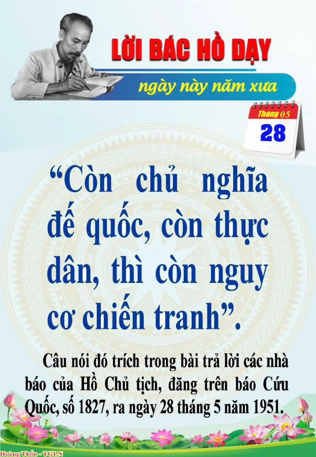 LỜI BÁC HỒ DẠY NGÀY NÀY NĂM XƯA - 28/5