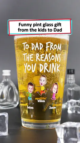 One sip, one less worry! Custom funny beer glass for Dad! #wanderprints #personalized #gifts #dadgift #FathersDay