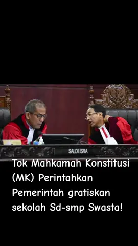 MK Pada Akhirnya Mengabulkan gugatan uji materi undang undang no 2003 tentang sistem pendidikan nasional. maka dari itu Mahkamah Konstitusi (MK) Memerintahkan Kepada pemerintah agar menggratiskan pendidikan wajib belajar 9 tahun di sekolah swasta