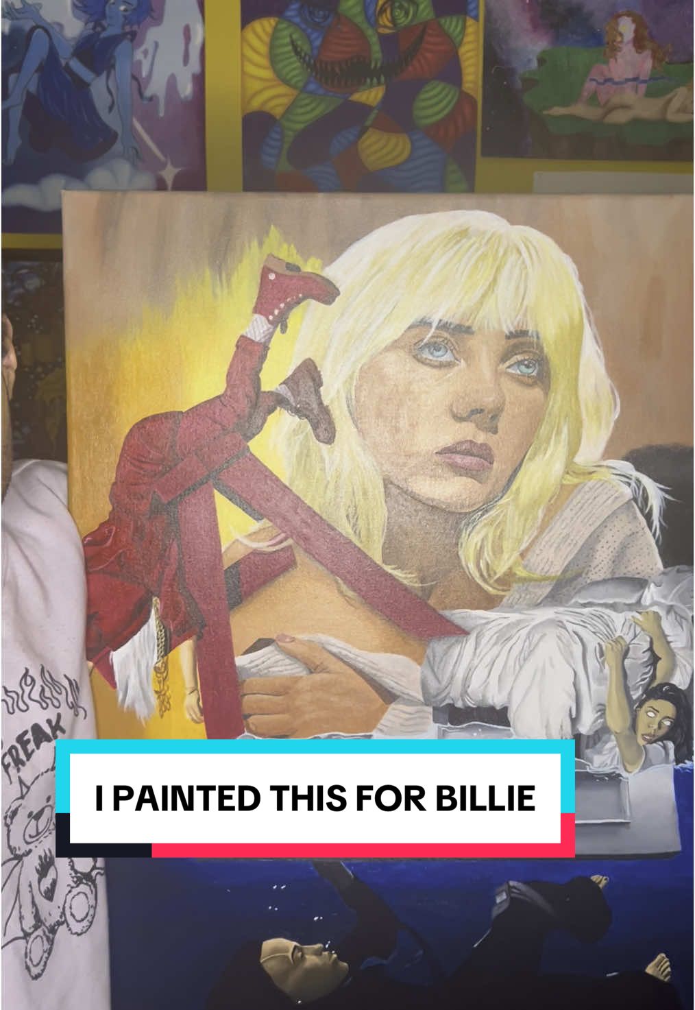 I want @BILLIE EILISH to have this painting! Tag Billie if you want her to see it!!  #billieeilish #billieeilishfan #billieeilishfanart #painting #artist #fyp #AMA #amaawards #artistoftheyear #billieeilishpainting #finneas #finneasoconnell 