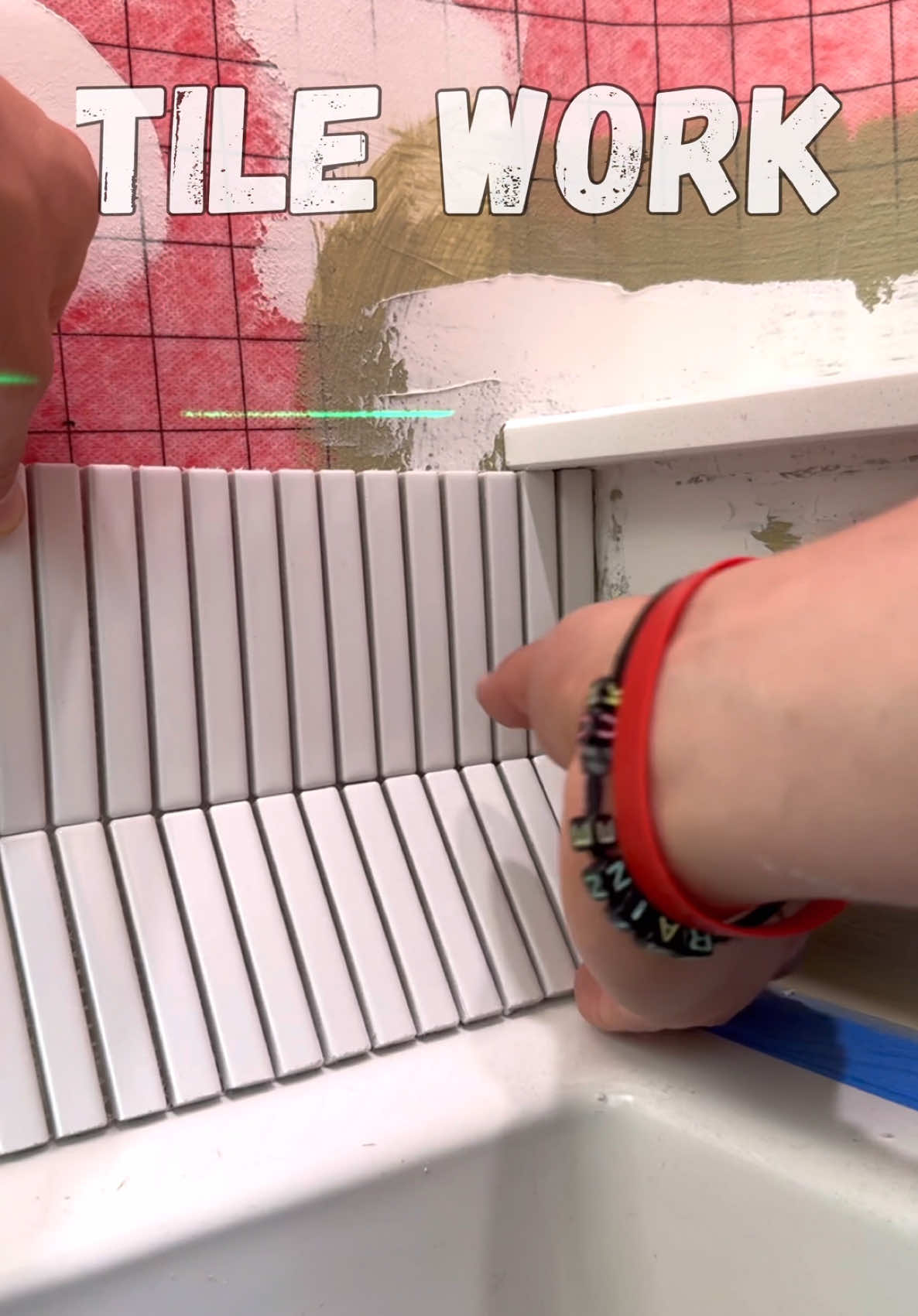 Tiling is FUN! You must have a good laser, grinder, and grinder attachments! #construction #homerenovation #renovation #DIY #realestate #design #entrepreneur #tools #remodel #interiordesign #carpentry #woodworking #diy #tilework 