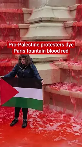 Pro-Palestinian protesters dyed water in a Paris fountain blood-red to “denounce the ongoing massacres in Gaza”. Greenpeace France, Oxfam France and other NGOs poured several litres of red food colouring in the Fountain of the Innocents on Wednesday (28 May). Standing in and around the fountain, demonstrators can be seen holding banners reading: “GAZA: STOP THE BLOODBATH”, “MACRON MUST (FINALLY) ACT” and “CEASEFIRE”. In a statement, Greenpeace France said: “This operation aims to denounce France's slow response to the dire humanitarian emergency facing the people of Gaza today.” Click the link in bio for more 🔗