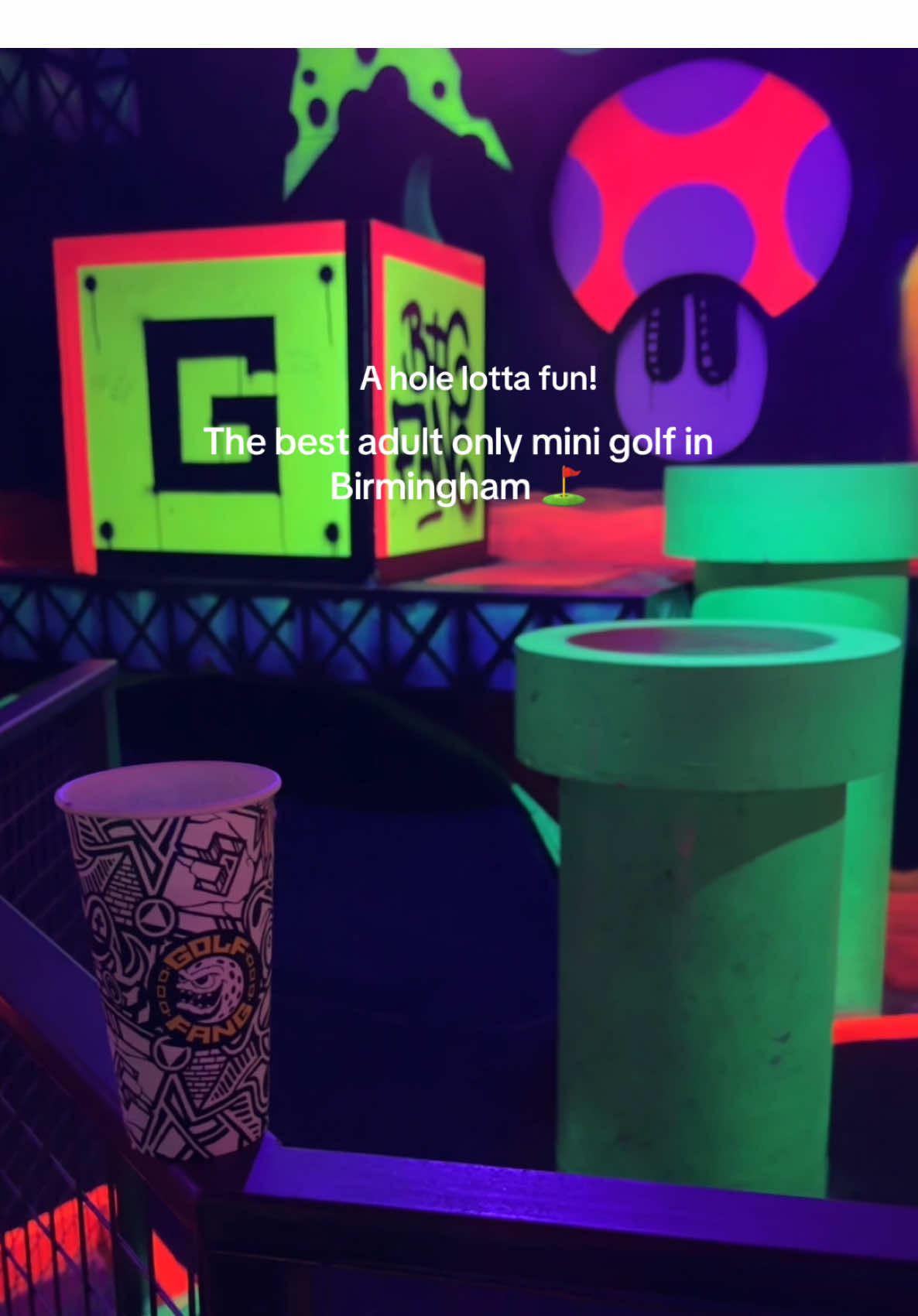 Come with us to enjoy a bank holiday playing mini golf, drinking delicious cocktails & taste bud tingling street food ⛳️🍹🍔  PR INVITE | @golffanguk  📍Birmingham, Custard Factory, Gibb Street, Digbeth, B9 4AA #thingstodoinbirmingham #birminghamuk #golffang #crazygolf #minigolf #fundateideas #ugccontentcreator  