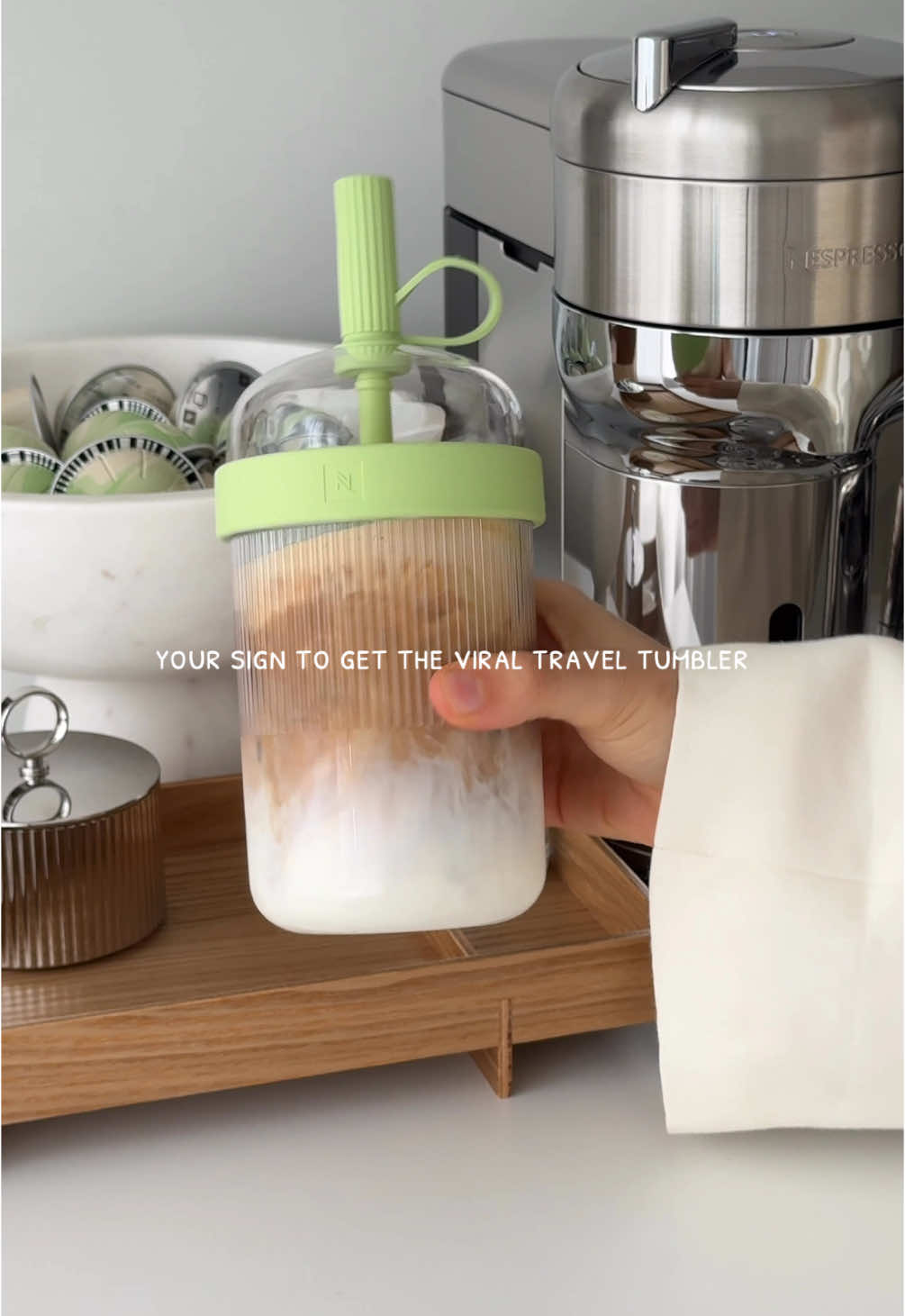 this is your sign!!💚 #nespresso #nespressovertuo #traveltumbler #tumblercups #nespressotraveltumbler #pistachio #summercollection 