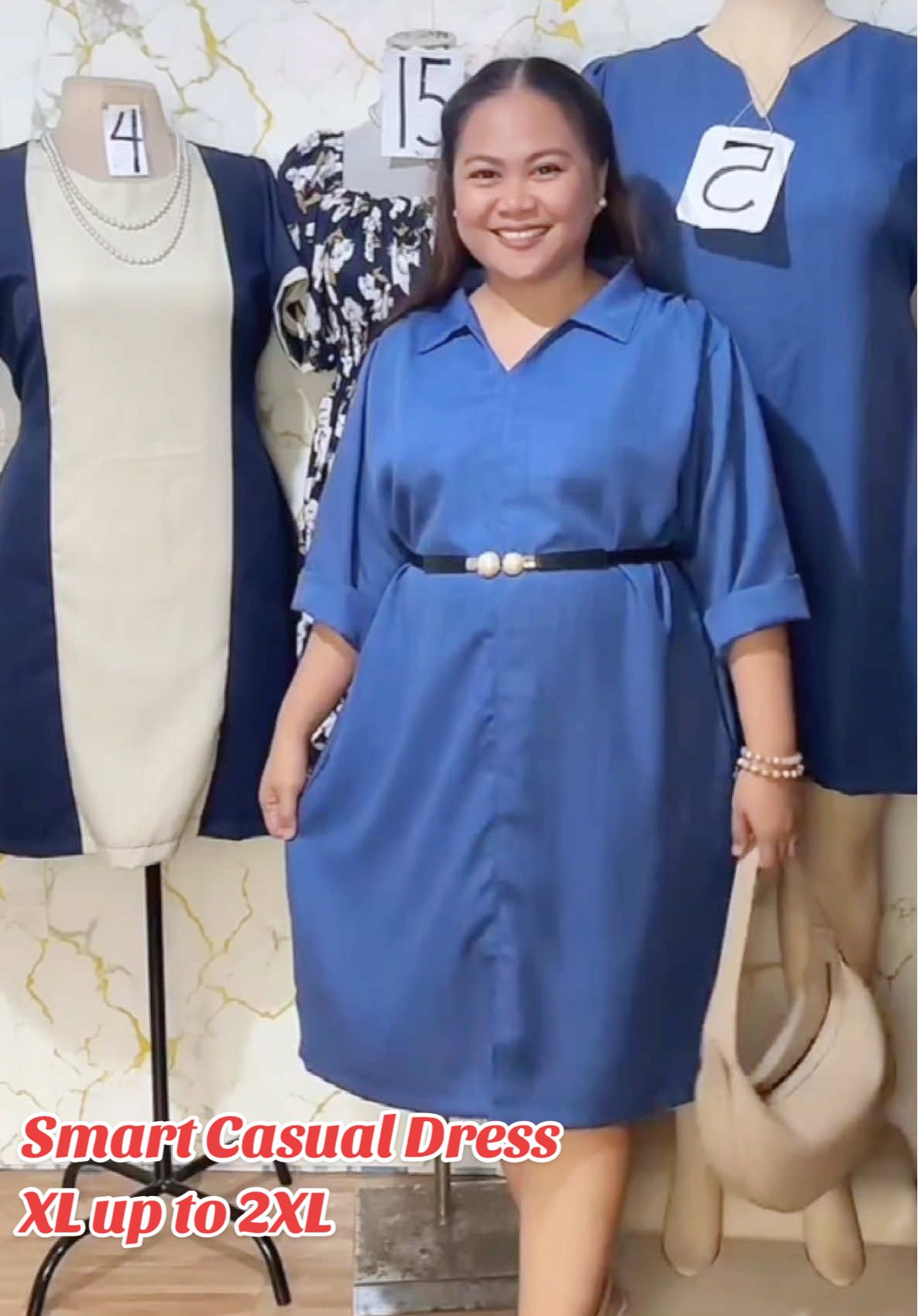 Smart Casual Dress, XL up to 2XL #smartcasual #casualdress #plussizedress #mididress #tiktokfashionstyle #tiktoklive #livehighlights #skylaonlineshop 