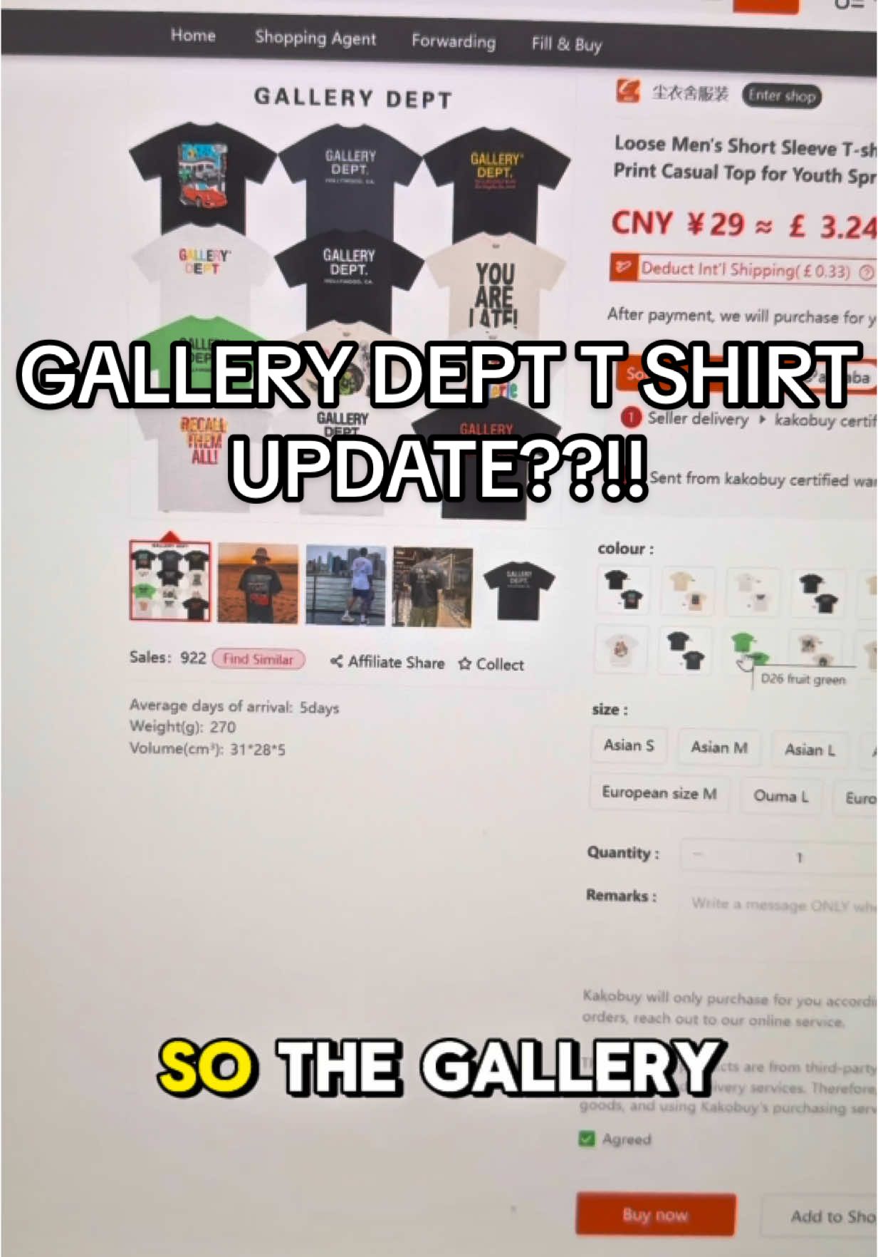 Gallery dept t shirt update??!! #fyp #cnfans #cnfanshaul #joyagoo #kakobuy #fashiontiktok 