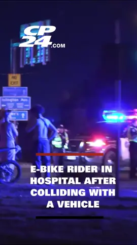 It happened on Islington Avenue at a 401 ramp just before 10 o'clock last night. Toronto police say the e-bike rider was rushed to hospital with serious injuries. The vehicle involved remained at the scene. Officers have not provided the gender or age of the victim. An investigation is ongoing.  #cp24 #news #toronto