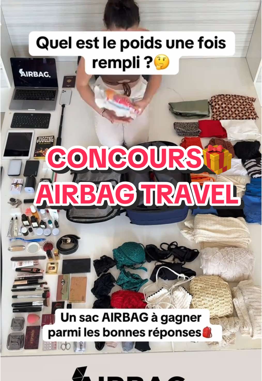🎒[PETIT JEU CONCOUR]🎒 Il est grand temps de vous faire économiser sur les frais de bagage en vous faisant remporter un sac AIRBAG avec sa mini-pompe ! 🛫 Il vous suffit simplement de : • Être abonné à notre page (@airbagtravel_officiel) • Trouver le poids exact du sac sur la vidéo une fois rempli💨  Tirage au sort parmi les commentaires gagnants le 05/06. 🍀 Plusieurs commentaires peuvent être pris en compte (limités à 5/pers). 🎒Le sac de voyage AIRBAG, c’est : • 2 semaines d’affaires • Dimensions cabine • Respect du poids limite imposé (8-12 kg) • Zéro frais de bagage garanti ! • 75 % de réduction du volume de vos vêtements • De 29l à 60l grâce à la compression sous vide • Multi-compartiments intelligents • Revêtement 100 % waterproof #jeuxconcours #concours #tirageausort #travel #luggage #airline 