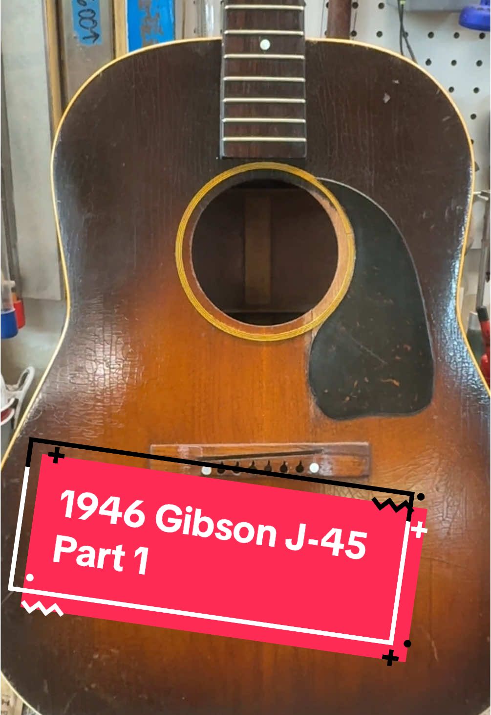 Part 1 of this 1946 #gibson J-45 #restoration. It’s gonna need ALOT, and I’m here for it! . . . #gibsonguitars #acousticguitar #guitarrepair #guitarrestoration #guitartok #luthier #luthiersoftiktok #loothing 
